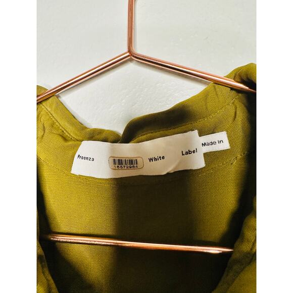 PROENZA SCHOULER WHITE LABEL Army Green Sleeveless Collared Button Front Top XL - Picture 8 of 11